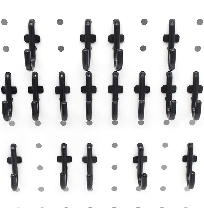 Colorstorm Pegboard Hooks Kit 500PKS Pegboard J Hook Assortment Black Peg Hooks (500 PK, Black)
