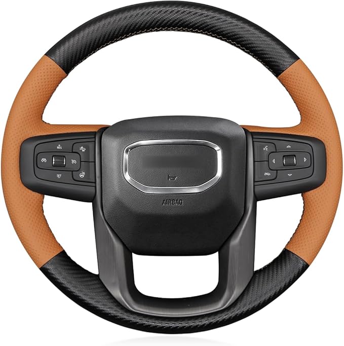 MEWANT Steering Wheel Cover for GMC Sierra Steering Wheel Cover for GMC Sierra 1500 / Sierra 1500 Limited/Sierra 2500 / Sierra 3500/ Yukon (XL) Hive Microfiber Leather