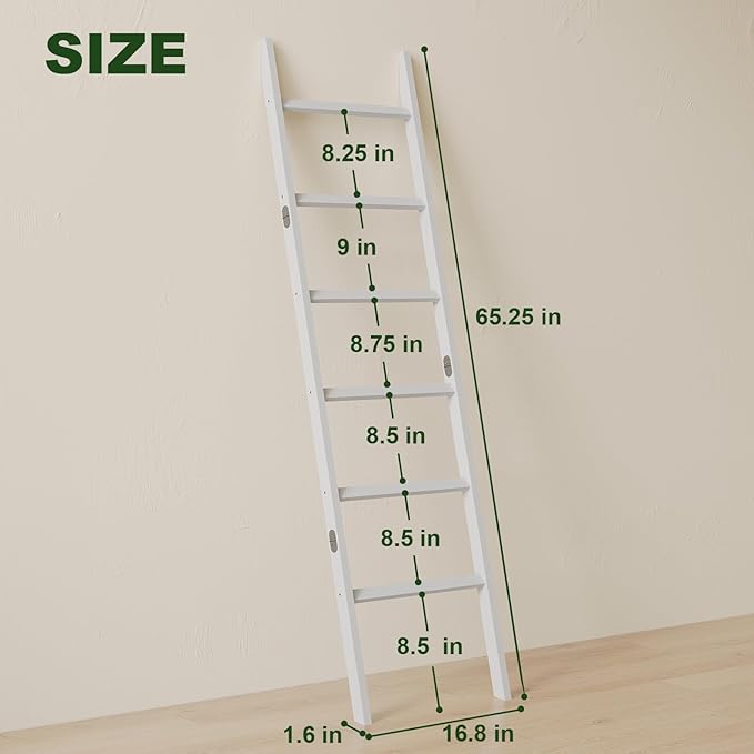 Bamboo Towel Rack 6-Tier Blanket Ladder for Living Room, Bedroom, Bathroom Space-Saving Decorative Ladder for Quilts, Towels 