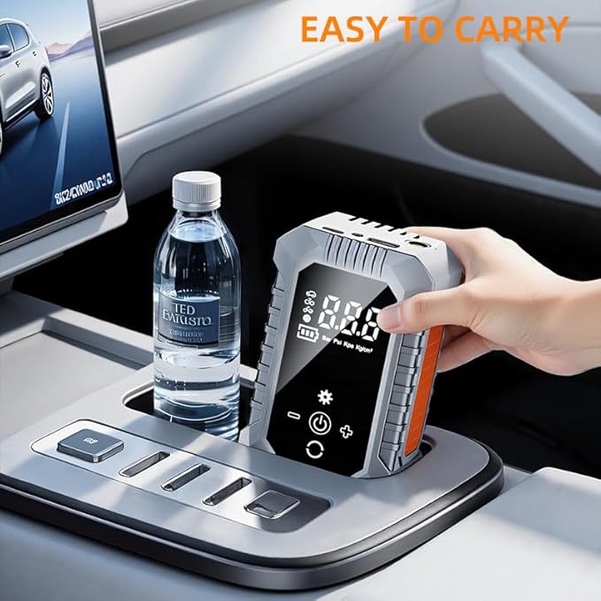 Cordless Tire Inflator Portable Air Compressor - 3600mAh Rechargeable Car Tire Pump with Digital Pressure Gauge, LED Light, Auto Shut Off, Dual Power Source for Car, Motorcycle, Bicycle, Balls