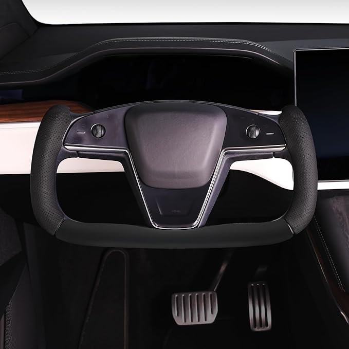 Steering Wheel Cover for Tesla Yoke Steering Wheel, Car Steering Wheel Cover for Tesla Model S/Model X Accessories (Black)