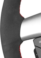 MEWANT Hand Stitch Steering Wheel Cover for Chevy Silverado 1500 2500 Suburban Tahoe Black Athsuede Steering Wheel Wrap