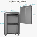 FUTASSI Black Clothing Rack with Dark Gray Cover, P1C Rolling Closets with Wheels, Metal Garment Rack for Hanging Clothes, Cl