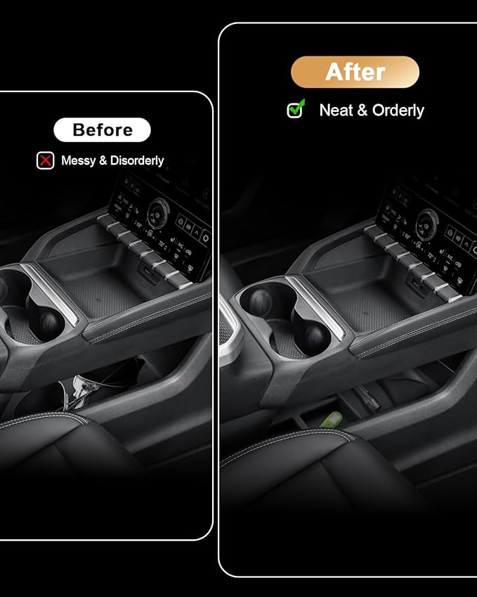 ECOZEN 2026 Terrain Center Console Organizer - 2 Pcs For 2025-2026 GMC Terrain Lower Console Organizer Storage Tray - Compatible with 2025 2026 Terrain(Elevation/AT4/Denali) Accessories TPE