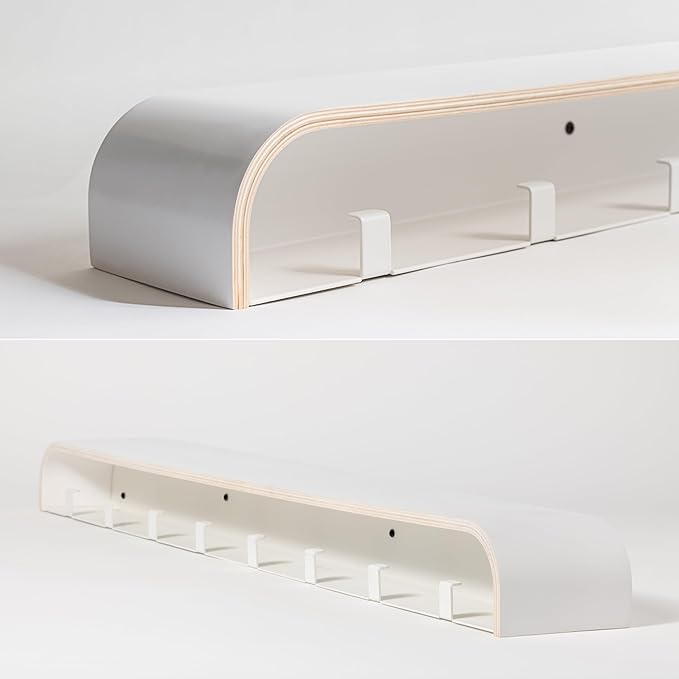 Kazai. Wall-Mounted Coat Rack 'Toke' - Modern Design Coat Rack with Hidden Wall Hooks - Solid Wood Veneer Panel Coat Hanger -
