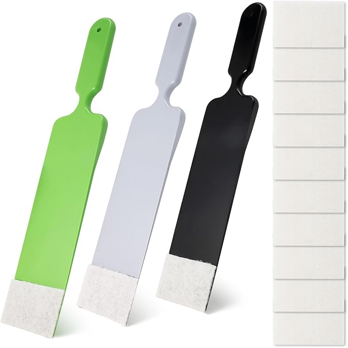 NEWISHTOOL Long Reach Auto Bulldozer Squeegee, 3PCS Bulldozer Tint Tool Squeegee and 10PCS Scrub Pads Mini Paddle Scrubber Squeegee for Window Tint Film Installing Vehicle Rear Window Glass Cleaning