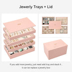 Voova Stackable Jewelry Organizer Tray with Lid, PU Leather Jewelry Storage Holder for Drawer Inserts, Jewellery Display Box 
