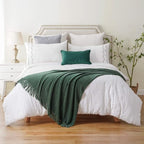 BATTILO HOME Dark Green Throw Blanket for Couch, Soft Chenille Knit Throws with Tassels for Home Decor, Spring Green Throws f