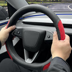 LKWLIKEI Leather Steering Wheel Cover. Elegant Diamond Checkered Design, Non-Slip and Breathable, for Tesla Model 3/Y Steerin