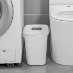 UUJOLY Plastic Small Trash Can Wastebasket, Garbage Container Basket for Bathrooms, Laundry Room, Kitchens, Offices, Kids Rooms, Dorms, 3.5 Gallon, White