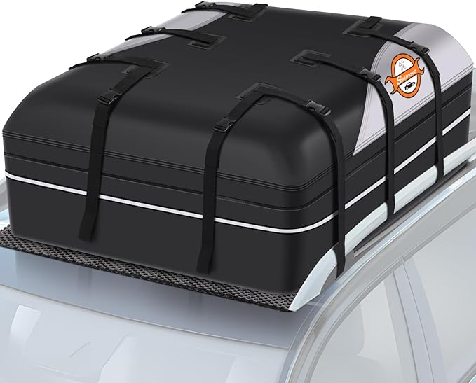 Sailnovo Rooftop Cargo Carrier - 21 Cubic PVC Waterproof Roof Rack Cargo Carrier for Top of Vehicle with/Without Rack, Soft-Shell Car Top Carrier Includes Anti-Slip Mat, Luggage Lock, 6 Door Hooks