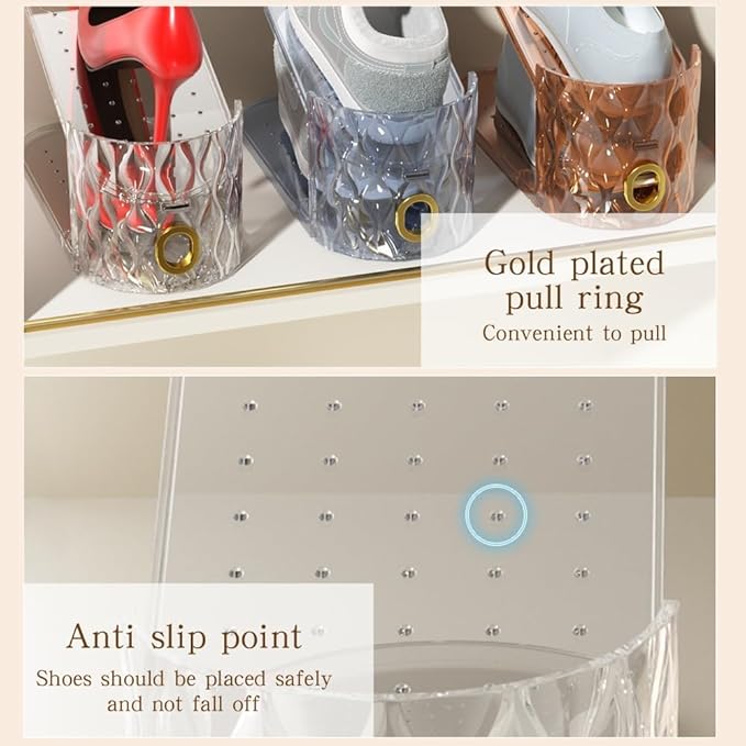 Shoe Slots Organizer, 15 Pack - Adjustable Shoe Stacker for Closet Storage, Clear Double Layer Space Saver, Durable and Stack