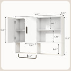 Medicine Cabinet, Wooden Bathroom Wall Cabinet with 2 Doors, Adjustable Shelves & Towel Bar, Over Toilet Storage Cabinet Wall