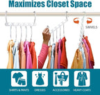 Wonder Hanger Max 10-Pack Space Saving Hangers, Reinforced Hooks Swivels 360°, Cascading Hanger, College Dorms & Storage Clos