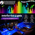 Smart Car Interior Lights,72 LED RGB Car LED Lights with Smart APP Remote Contro,Multicolor Footwell Under Dash Inside Light Kits Music Sync Mode,for Vehicle Internal Car Ambient Lighting Kits