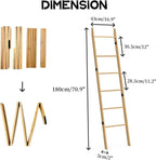 BAMBANG 6-Tier Blanket Ladder for Living Room, Blanket Quilt Ladder Rack Rustic Decorative Towel Holder, Wall Leaning Blanket