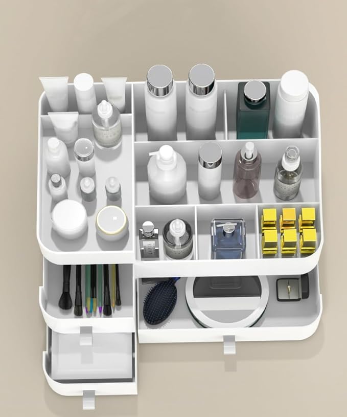 MIUOPUR White Makeup Organizer for Vanity, with 3 Drawers, Large Capacity, Ideal for Make up, Cosmetic, Skin care, Suitable f