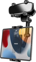 Rearview Mirror Tablet Mount for Car Truck [Rotatable & Retractable] Rear View Mirror Clip Phone Tablet Holder Upgraded 4 Corners for Pro Air Mini, Galaxy Tab, iPhone, 4-11" Devices