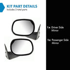 TRQ 2 Piece Driver and Passenger Side Mirror Assembly Set Manual Adjustment Non-Heated No Memory Black Compatible with 1998-2