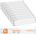 Lifewit 4" Tall 9 Pack Drawer Dividers, 35-56.5cm/13.8-22.2" Expandable Drawer Divider for Clothes, Adjustable Dresser Drawer