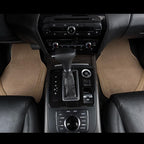 CAR PASS Beige Car Floor Mats, Edge Leather Waterproof Car Mats with Double Stitch Line and Anti-Slip Backing Design, Fit 95%