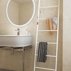 6-Tier Blanket Ladder 68 Inch Wall-Leaning Towel Rack for Living Room and Bedroom, Easy Assembly - White
