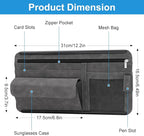 Sun Visor Organizer, Multi-Pocket Auto Visor Organizer for Car, SUV and Truck, Card Holder Glasses Holder for Car Interior Accessories Car Organizers And Storage, Gray