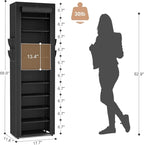 VTRIN Vertical Narrow Shoe Rack Organizer 10 Tier Tall Shoe Shelf Holds 20-22 Pairs with Non-Woven Dustproof Cover for Closet