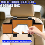 YoRise Multifunctional Car Back Seat Organizer, Leather Automotive Headrest Phone & Tissue & Cup Holder with Hooks, Family Travel Vehicle Backseat Storage Box for Drink, Snack, Handbag (Orange)