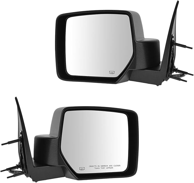 TRQ 2 Piece Driver and Passenger Side Mirror Assembly Set Electric Adjustment Heated Memory Textured Compatible with 2008-201