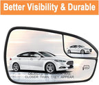Senzeal Passenger Side Heated Mirror Glass Replacement Convex Mirror with Blind Spot mirror for Ford Fusion 2013 2014 2015 2016 2017 2018 2019 2020 DS7Z17K707B (Right Side)