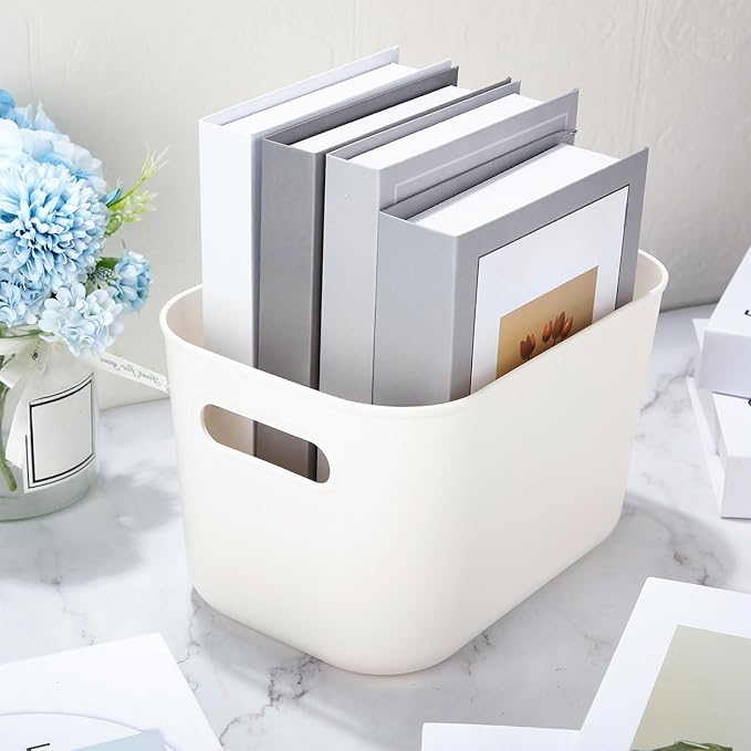 Zopeal Plastic Storage Bins 10 Pcs White Pantry Organizer Bins Small Baskets Storage Containers for Home Kitchen (10 x 7 x 6 