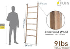 FUIN 6.4ft Extra Wide Wooden Blanket Ladder Living Room Decorative Wal Leaning Farmhouse Quilt Display Holder Rustic Wood Tow