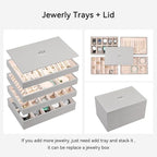 Voova Stackable Jewelry Organizer Tray with Lid, PU Leather Jewelry Storage Holder for Drawer Inserts, Jewellery Display Box 