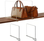 2 Pack Shelf Divider for Closet Acrylic, Clear Purse Organizer for Closet Perfect for Sweater, Shirts, Handbags in Bedroom an