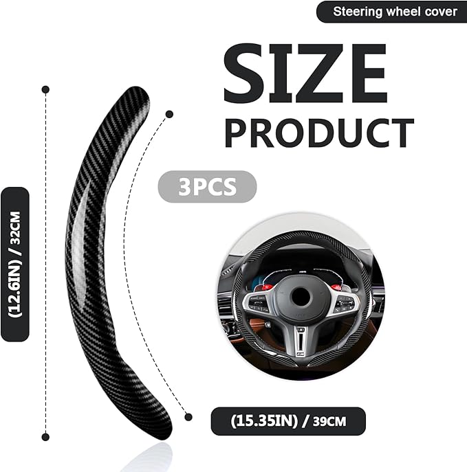 3pcs Universal Carbon Fiber Steering Wheel Cover - Anti-Slip & Segmented Design, Universal 99% Durable Steering Wheel Protect