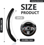 3pcs Universal Carbon Fiber Steering Wheel Cover - Anti-Slip & Segmented Design, Universal 99% Durable Steering Wheel Protect