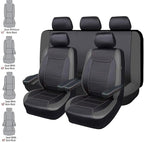 Flying Banner car seat Covers Protects Water Proof Faux Leather Carbon Fiber Front and Rear Bench (Black Gray, Full Set - 8PC
