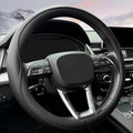 HAOTULE Leather Steering Wheel Cover， with Anti-Slip Stripe Design - Enhanced Grip, Fashion Style, Safe, Non-Slip, Breathable