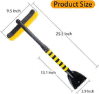 25.5" Car Snow Brush and Detachable Ice Scraper, Snow Shovel for Car Window with Foam Grip and 360° Pivoting Brush Head, Snow Shovel for Car Window, Winter Accessories for Cars, Trucks, SUVs