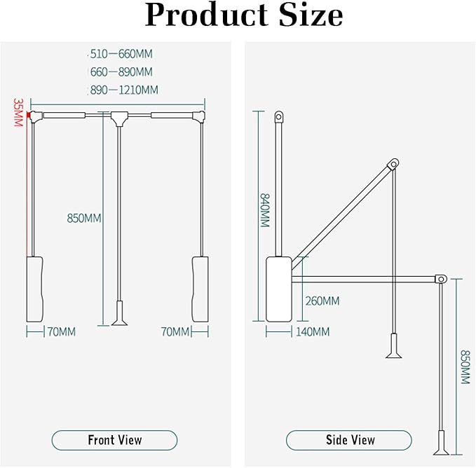 Pull Down Clothes Rail,Extendable Wardrobe Rod,Heavy Duty Hanger,Adjustable Telescopic Lift Rod,for Hanging Clothes Wardrobe,