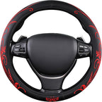 Car Leather Steering Wheel Cover - Panapi Material, Universal 14.5-15 Inch Leather Anti-Slip Breathable Auto Steering Wheel C