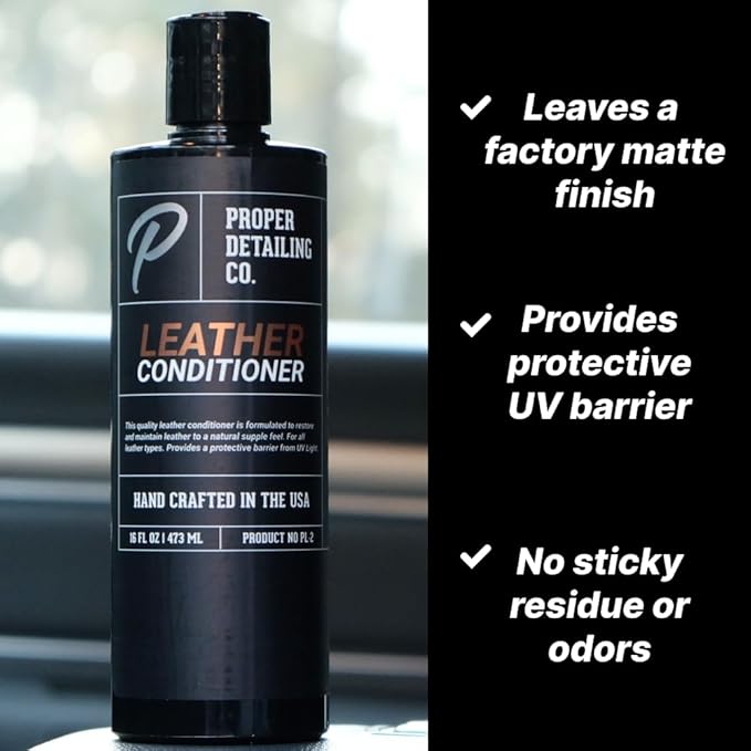 PROPER DETAILING CO. Car Leather Cleaner and Conditioner, Clean and Protect for long lasting leather, 9 Piece Deluxe Leather 