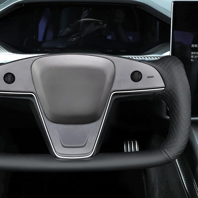 MEWANT Hand Stitched Tesla Model S Yoke Steering Wheel Cover Wrap for Tesla Model S 2021-2023 / Model X 2021-2023 Tesla Yoke Steering Wheel Accessories