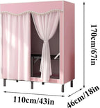 TIST Foldable Wardrobe Steel Storage Wardrobe Portable Wardrobe for Hanging Clothes 110cm/ 160cm/ 215cm Large Wardrobe(Light 