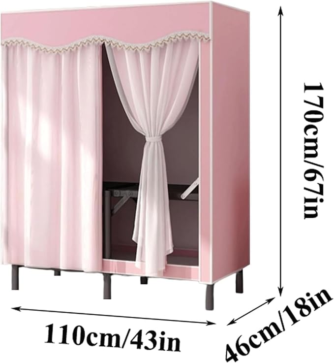 TIST Foldable Wardrobe Steel Storage Wardrobe Portable Wardrobe for Hanging Clothes 110cm/ 160cm/ 215cm Large Wardrobe(Light 