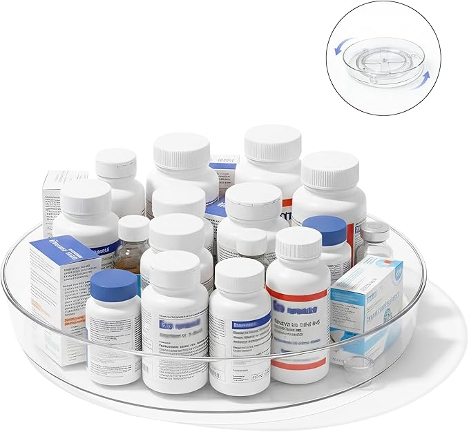 2-Tier Vitamin Storage Organizer, Rotary Turntable Organizer for Vitamin Bottles and Medicine Bottle, Vitamin Bottle Organize