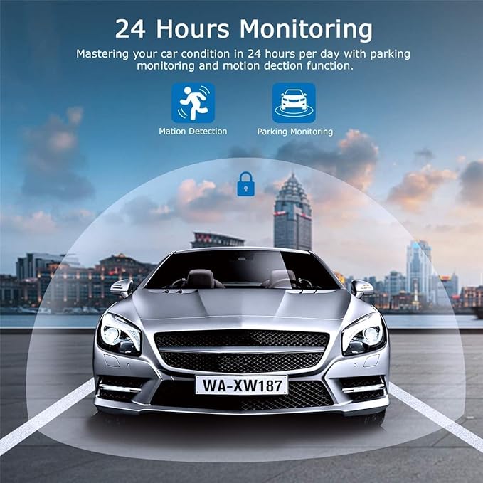 Dash Cam Front and Inside,Dashcams for Cars with 64G Card Traffic Recorder IR Night Vision Loop Recording G-Sensor 24Hr Parki
