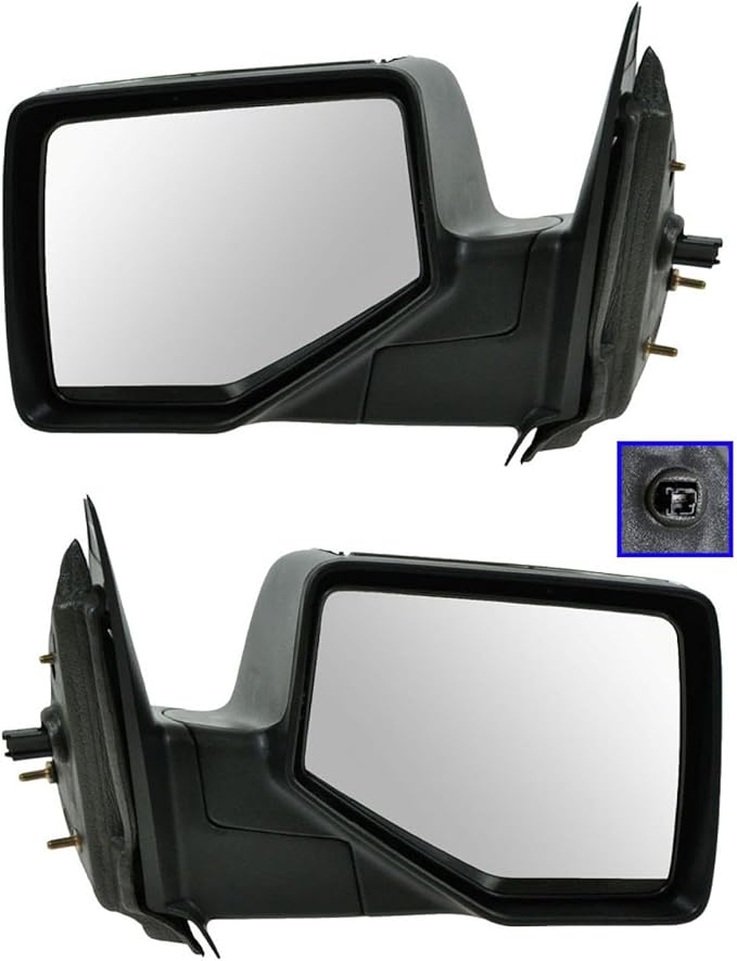 TRQ Driver and Passenger Side Mirror Assembly Set Power Chrome Textured Compatible with 2006-2011 Ford Ranger 2006-2007 Mazda