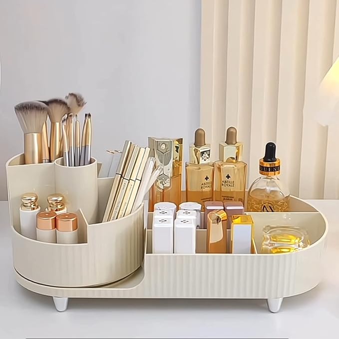 Booklov Roating Makeup Caddy Organizer for Vanity, Large Capacity Cosmetic Display Case, Clear Acrylic Countertop Beauty Stor